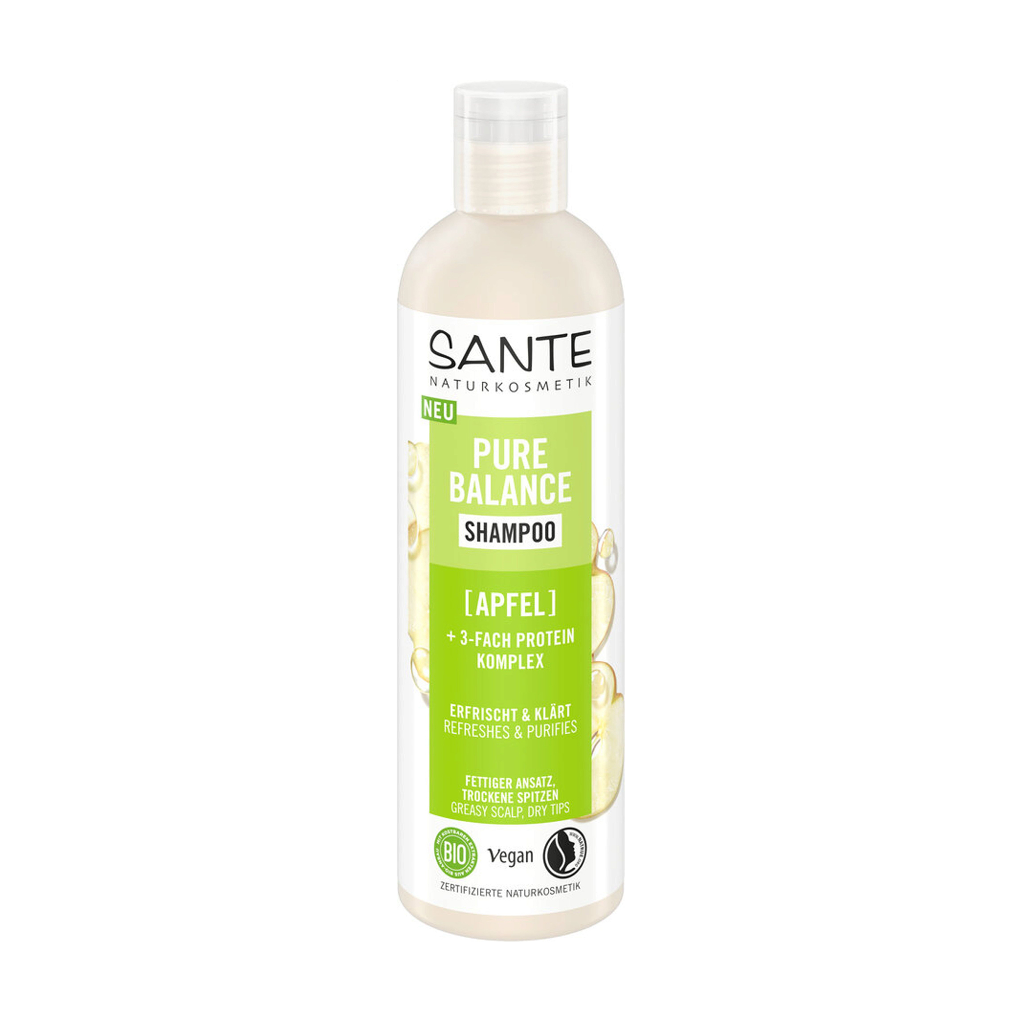 Балансувальний шампунь Sante Pure Balance Shampoo для жирного біля коренів та сухого на кінчиках волосся, з яблуком, 250 мл